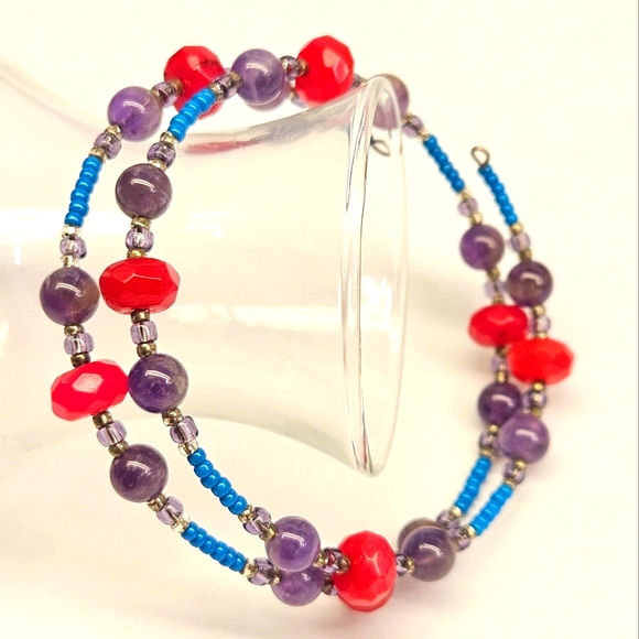 Amethyst Memory Wire Bracelet - Picture 2 of 5